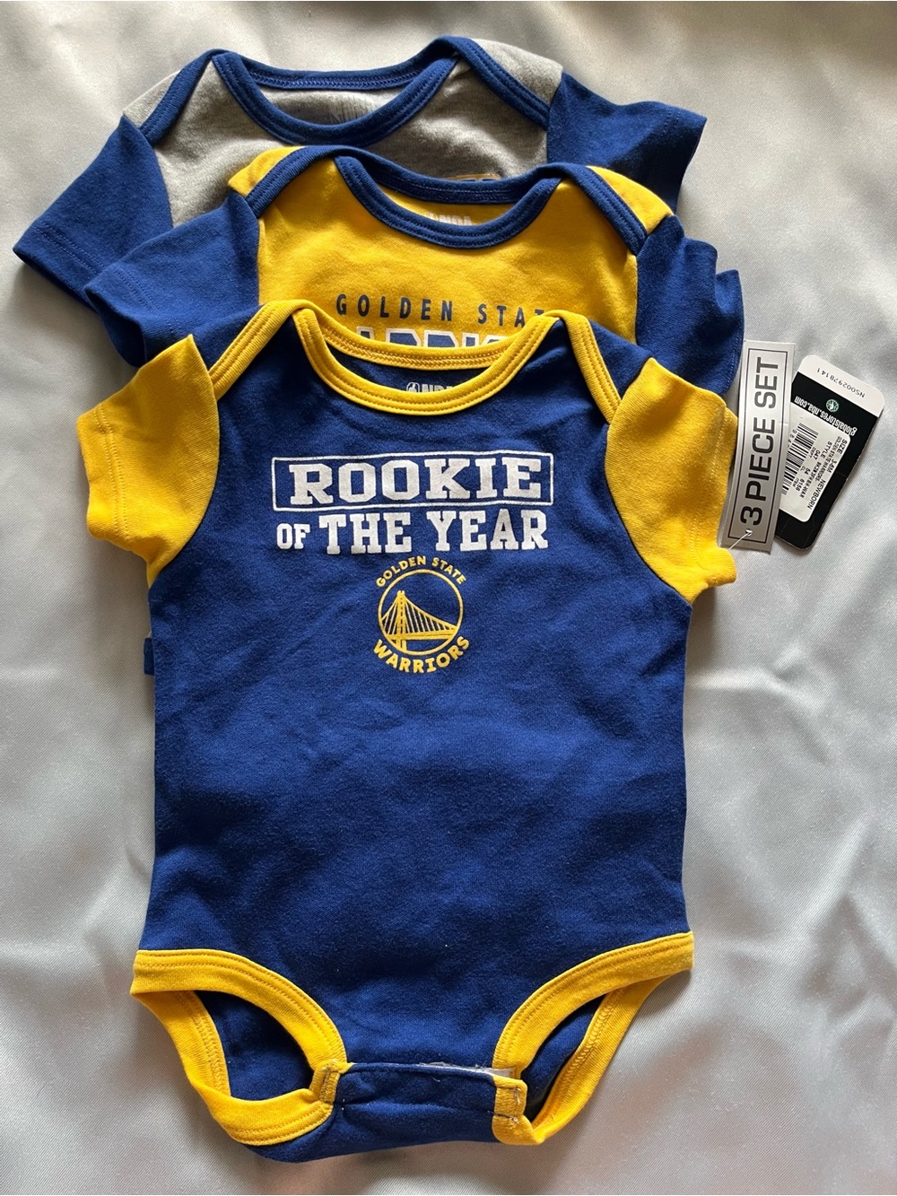 NBA Golden State Warriors Boys' 3pk Bodysuit Set